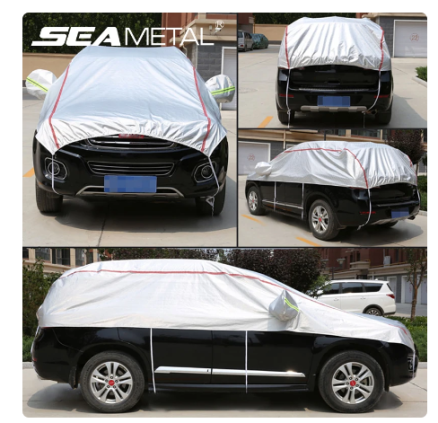 Universal Half Car Cover Waterproof Outdoor Cover Oxford Sun Rain Uv Protection Dustproof Snowproof Car Body Cover for SUV Sedan 1