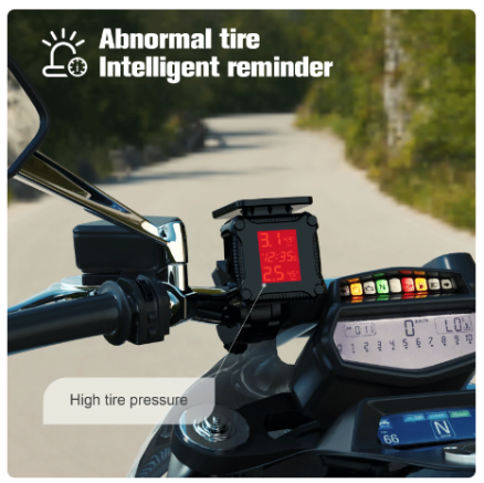 Extractme Tire Pressure Monitoring System Colorful Display Wireless TPMS Motorcycle Solar Charge Tyre Temperature Alarm Sensor 4