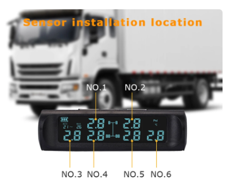 Solar Truck TPMS Tire Pressure Monitor 6 External Sensor LCD Display Car Tire Pressure Monitoring Tyre Temperature Alarm System 2