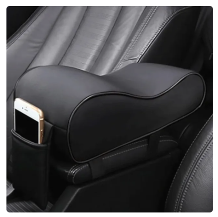 PU Leather Car Armrest Box Pad Cushion Auto Center Console Arm Rest Seat Box Heightening Soft Pad Hand Support with Storage Bags 2