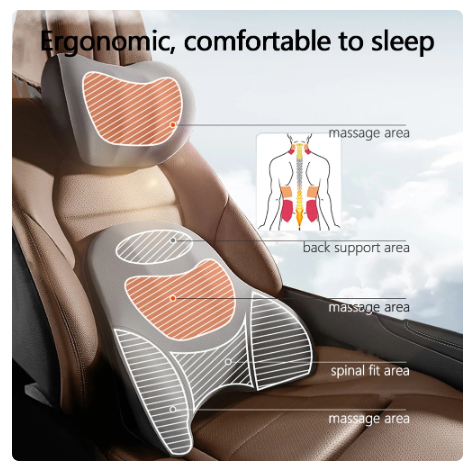 Car Electric Single Lumbar Single Headrest Vibration Massage Lumbar Support Neck Pillow lumbar Cushion Car Seat Car interior 2