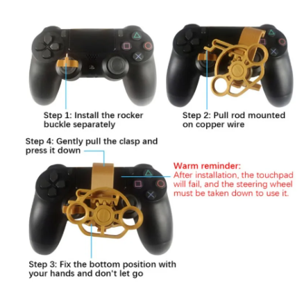 Gaming Racing Wheel Mini Steering Game Controller For Sony Playstation PS4 3D Printed Accessories Color Gold 3
