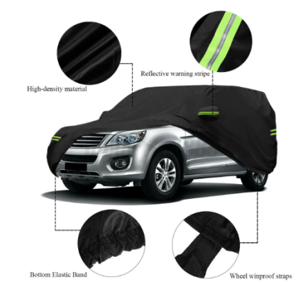 Universal SUV/Sedan Full Car Covers Outdoor Waterproof Sun Rain Snow Protection UV Car Zipper Design Black Car Case Cover M-XXL 3