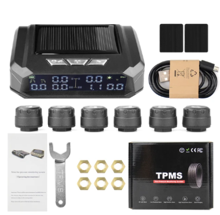 Truck Car TPMS Tire Pressure Monitoring System Auto Display Alarm Monitoring USB Charging Temperature Alert With 6 Sensors 3