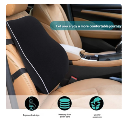 Lumbar Support Pillow Memory Foam Relieve Back Pain Car Seat Waist Cushion Soft Comfortable For Office Home Car Color Black 5