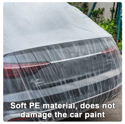 SEAMETAL Disposable Car Cover Indoor Dustproof PEVA Car Cover Transparent Soft Scratch-Free Auto Exterior Protector Universal 3