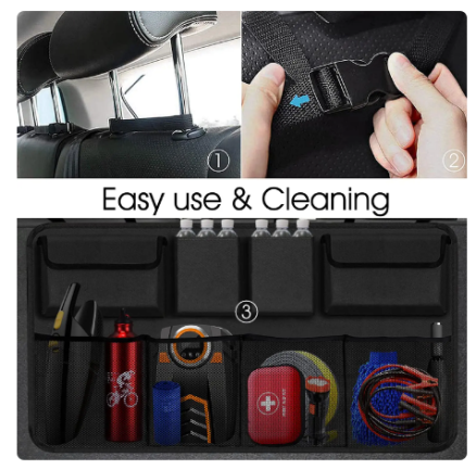 Car Trunk Car Organisers Backseat Hanging Car Organisers with 8 Large Storage Bag Trunk Organizer for SUV Truck Space Saving Exp 5