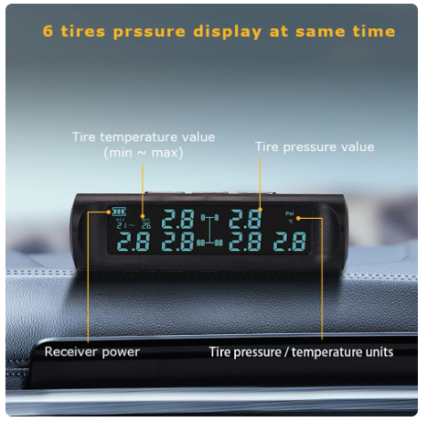 Solar Truck TPMS Tire Pressure Monitor 6 External Sensor LCD Display Car Tire Pressure Monitoring Tyre Temperature Alarm System 5