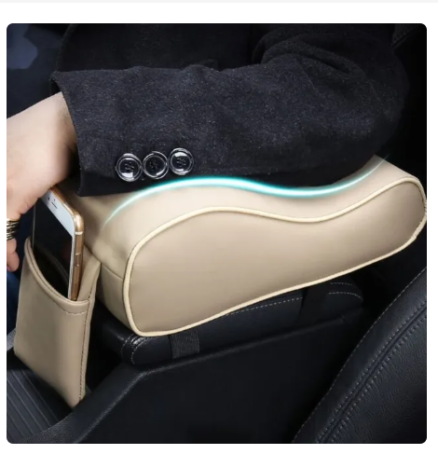 PU Leather Car Armrest Box Pad Cushion Auto Center Console Arm Rest Seat Box Heightening Soft Pad Hand Support with Storage Bags 6