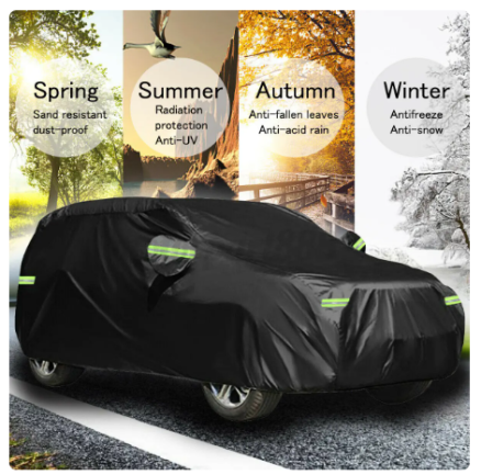 Universal SUV/Sedan Full Car Covers Outdoor Waterproof Sun Rain Snow Protection UV Car Zipper Design Black Car Case Cover M-XXL 6