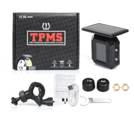 Motorcycle TPMS Tire Pressure Monitoring System 2 Tyre Pressure External Sensors Solar Power TPMS Tire Pressure Alarm Monitor 7