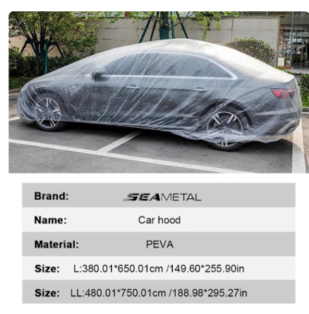 SEAMETAL Disposable Car Cover Indoor Dustproof PEVA Car Cover Transparent Soft Scratch-Free Auto Exterior Protector Universal 6