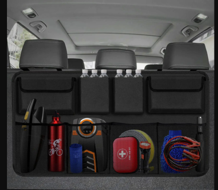 Car Trunk Car Organisers Backseat Hanging Car Organisers with 8 Large Storage Bag Trunk Organizer for SUV Truck Space Saving Exp 1