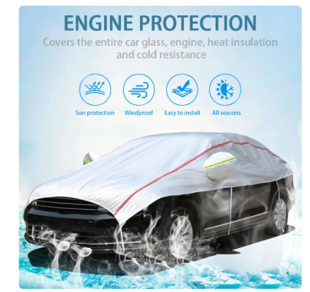 Universal Half Car Cover Waterproof Outdoor Cover Oxford Sun Rain Uv Protection Dustproof Snowproof Car Body Cover for SUV Sedan 10