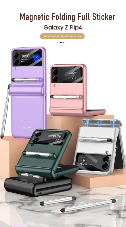 Magnetic Case with Pen & Camera Screen Protector for Samsung Galaxy Z Flip 4 1