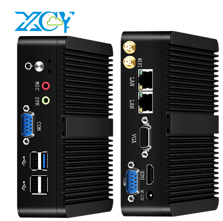 XCY Fanless Mini PC Intel Celeron J1900 Quad-Cores 2.0GHz 2x RS232 2x LAN Windows 10 Linux Embedded IoT Industrial Computer 2