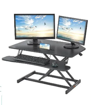 VEVOR Double-Layer Standing Desk Converter 36" x 23.6" Height Adjustable Standing Desk Sit to Stand Converter Stand Up Home Desk 2