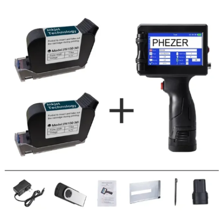 Phezer P15 12.7mm Label Printer QR Bar Batch Code Date Number Logo Expiry Date Handheld Inkjet Printer 25 Languages Portable 2