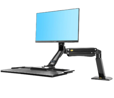 NB40 Ergonomic Height Adjust Computer Sit Stand Workstation 22-32 Inch Monitor Mount Bracket with Keyboard Plate Desk Stand 2