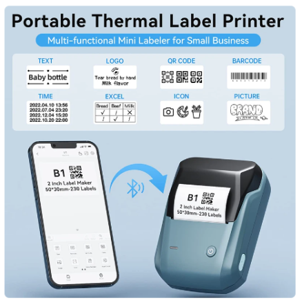 Mini Label Thermal Printer Niimbot B1 Portable Self-Adhesive Printer For Stickers Round Labels Rolls UV Tag Bluetooth Printer 1