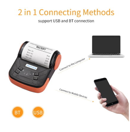 80mm Thermal Printer Portable Receipt Ticket Wireless Bluetooth Mobile Pocket Bill Printer Android Phone PC Printer 6