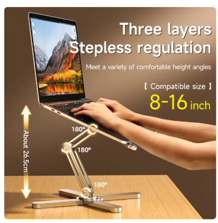 Foldable Laptop Stand 360°Rotation Notebook Table Aluminum Alloy Holder Portable Book Tablet Bracket with Heat Dissipation 1