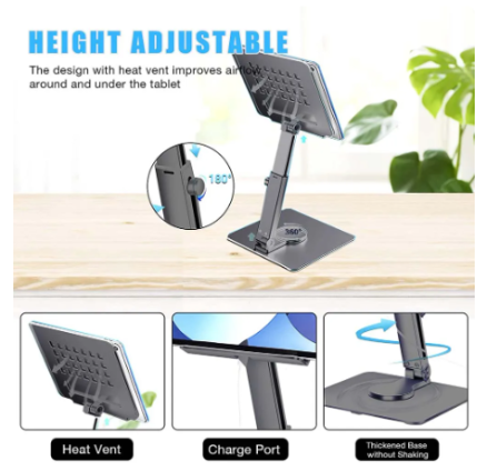 Aluminum Tablet Stand Desk Riser 360° Rotation Multi-Angle Height Adjustable Foldable Holder Dock For Xiaomi iPad Tablet Laptop 1