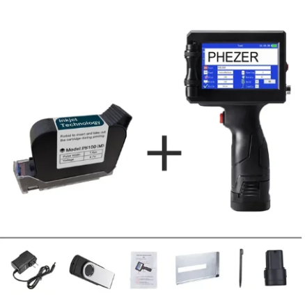 Phezer P15 12.7mm Label Printer QR Bar Batch Code Date Number Logo Expiry Date Handheld Inkjet Printer 25 Languages Portable 4