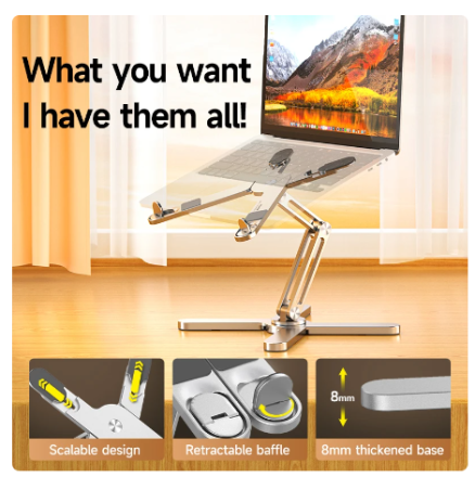 Foldable Laptop Stand 360°Rotation Notebook Table Aluminum Alloy Holder Portable Book Tablet Bracket with Heat Dissipation 5