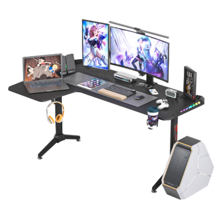 Large Standing Desk L Shaped, 60 Inch Gaming Desk, Rising Sit Stand Up Corner Desk with RGB LED Lights for Computer Home Office 6