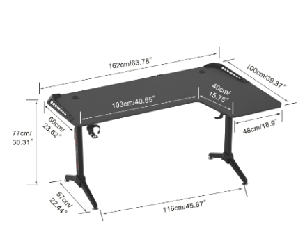 Large Standing Desk L Shaped, 60 Inch Gaming Desk, Rising Sit Stand Up Corner Desk with RGB LED Lights for Computer Home Office 7