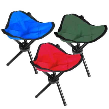 Picnic Outdoor Camping Portable Folding Chair Iron Foldable Three-Legged Stool Seat Hiking Tools Leisure Fishing Accessories 1