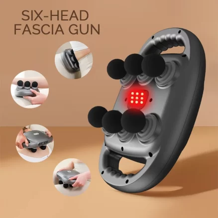 Six Heads Fascia Gun High-frequency Vibration Deep Massage Device for Shoulder Waist Back Leg Body Muscle Relaxation 1