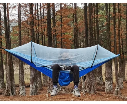 Automatic Quick-opening Mosquito Net Hammock Outdoor Camping Pole Hammock Swing Anti-rollover Nylon Rocking Chair 260x140cm 1