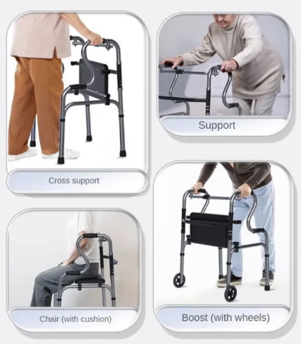 Aluminum Alloy Auxiliary Walking Chair Aid for Elderly Disabled People Folding Shower Chair for Fracture Rehabilitation 1