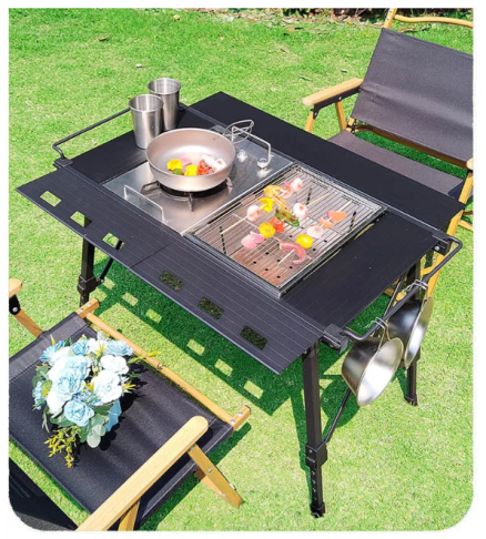 Lightweight Camping Folding IGT Table Extend Brazier Table Multifunctional Adjustable Leg Desktop Burner BBQ Table 4