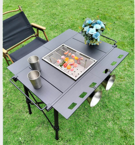 Lightweight Camping Folding IGT Table Extend Brazier Table Multifunctional Adjustable Leg Desktop Burner BBQ Table 6