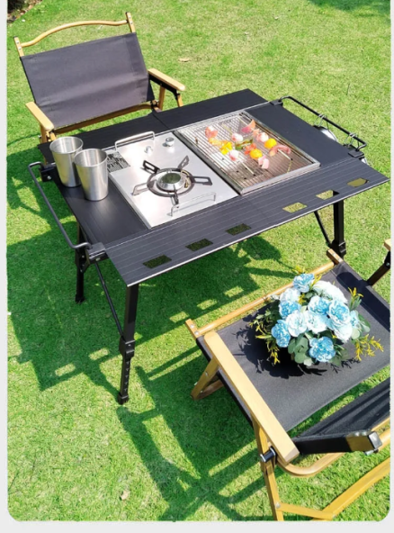 Lightweight Camping Folding IGT Table Extend Brazier Table Multifunctional Adjustable Leg Desktop Burner BBQ Table 7