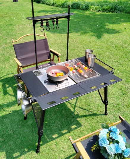 Lightweight Camping Folding IGT Table Extend Brazier Table Multifunctional Adjustable Leg Desktop Burner BBQ Table 8