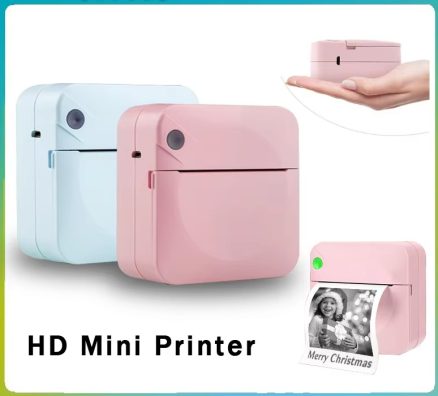 Mini Portable Printer Thermal Printing Sticker Wireless Inkless Mini Pocket Printer Self-adhesive Label Printer Photo Printer 1